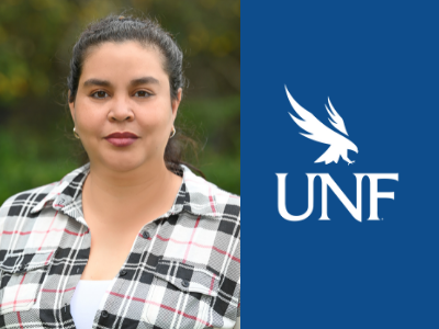 Catherine Wade headshot with UNF logo