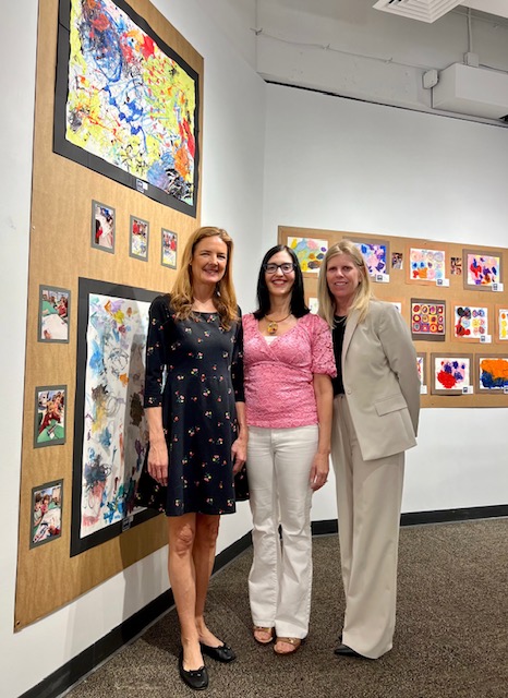 Gigi, Lunetta and Jenn at the Preschool Art Show