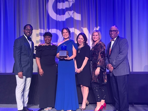 Julia Mayeshiba at the DCPS teacher of the year banquet accepting her award