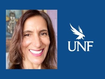 Dr. Carolyne Ali-Khan with UNF Logo