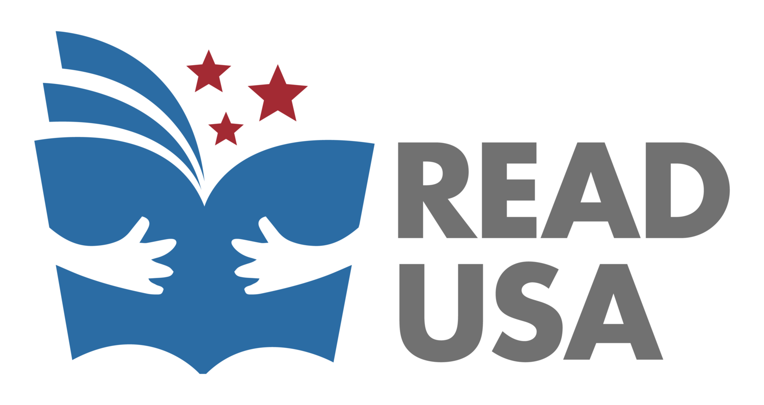 READ USA Logo with blue book and red stars