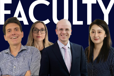 Headshot of all the new faculty of coggin college of business 2024. combined with a big faculty spelled as background