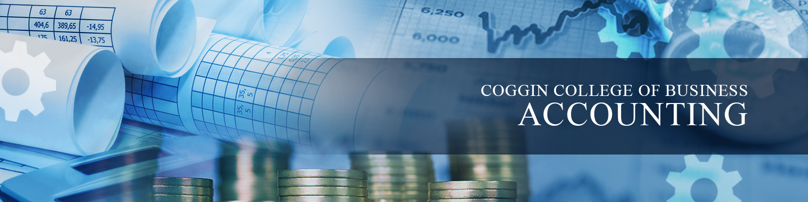 Coggin Accounting with charts and coins