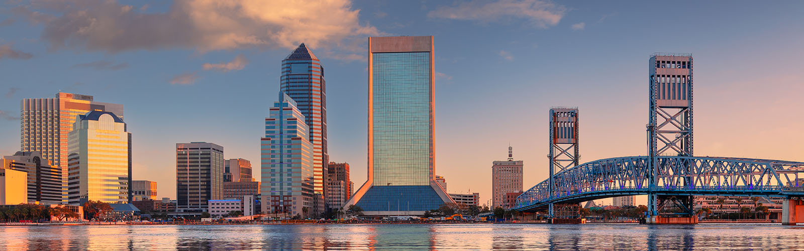 jacksonville florida downtown skyline at sunset