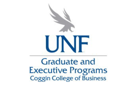 UNF logo with grey osprey, Graduate and Executive Programs Coggin College of Business