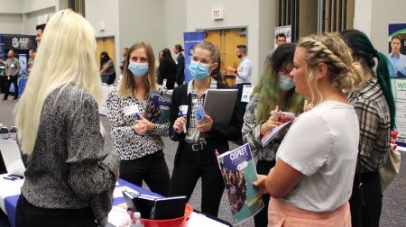 Business Career Fair with group of students