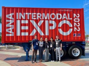 IANA Intermodal Expo 2022 container with a group of students in front