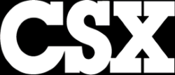 CSX in white letters with black background