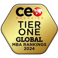 CEO MAGAZINE TIER ONE GLOBAL MBA RANKINGS 2024 gold background