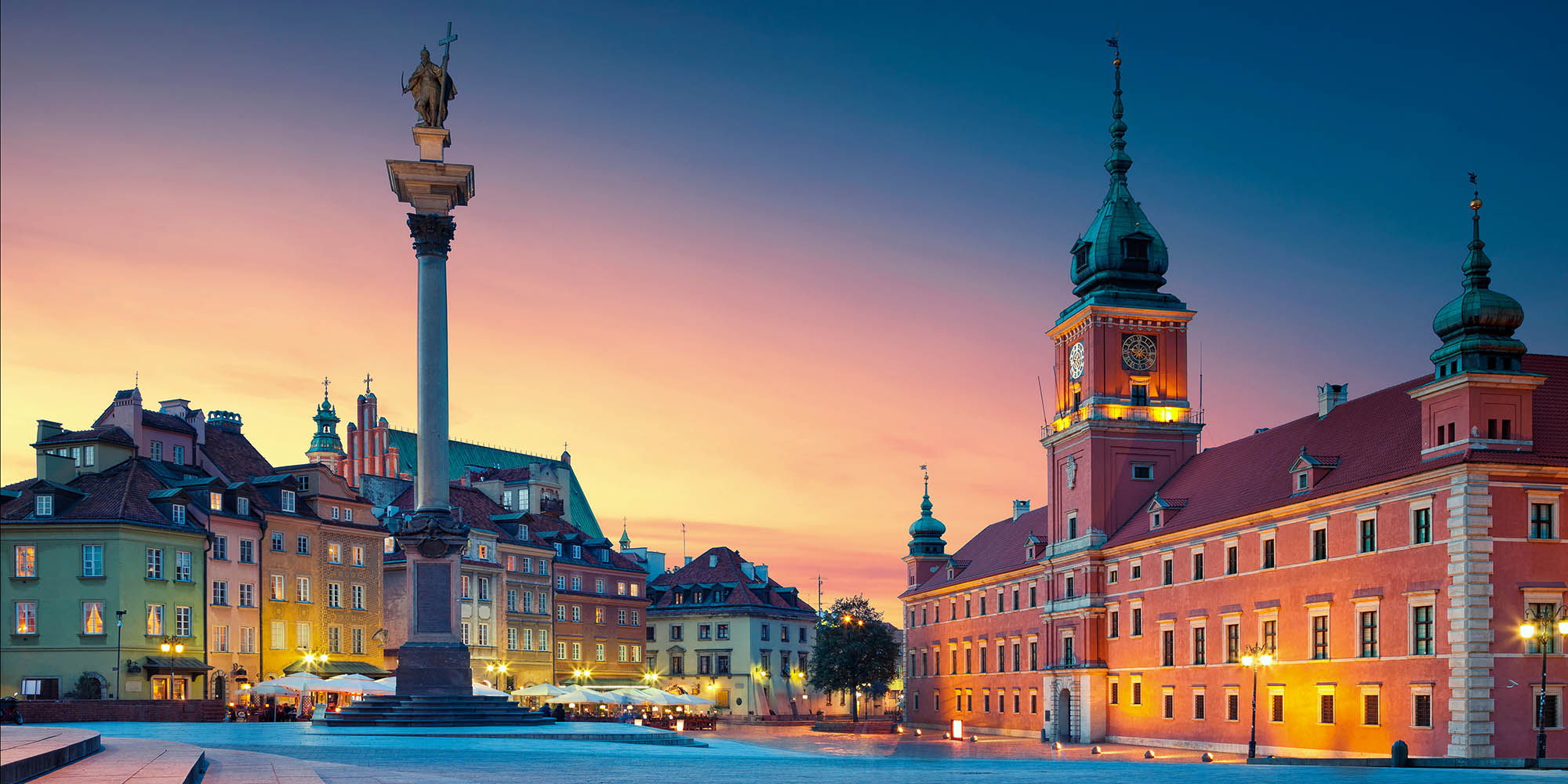 Old Town Warsaw Poland during sunset