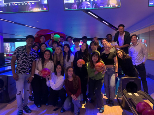 Students play bowling