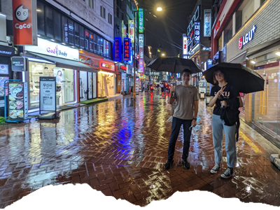 two student on the streets of Seoul