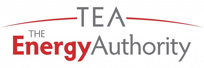 A red line going across with TEA The Energy Authority written in gray and red lettering