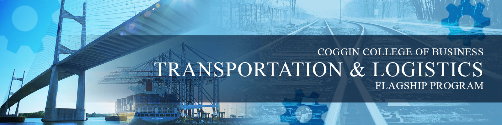 Coggin College Of Business Transportation and Logistics Flagship Program with bridge and railroad