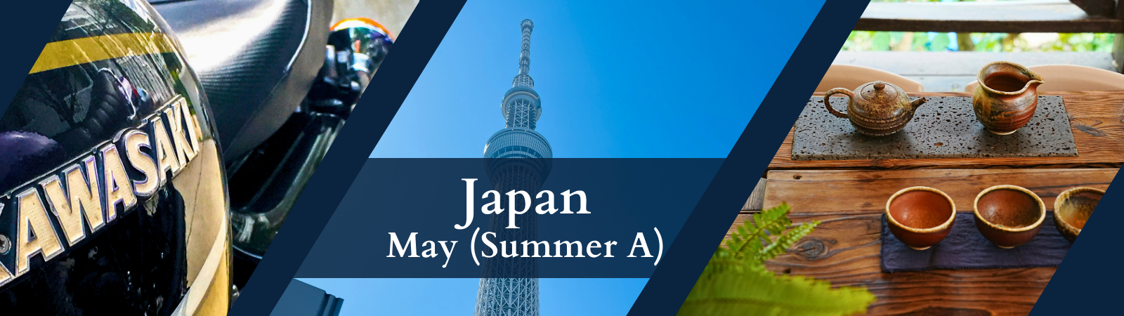 Kawasaki helmet, Skytree, and tea cups in Japan