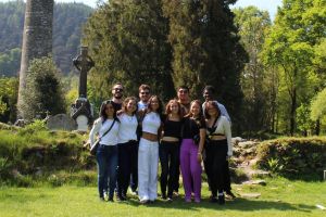 group of UNF students in green Irish field