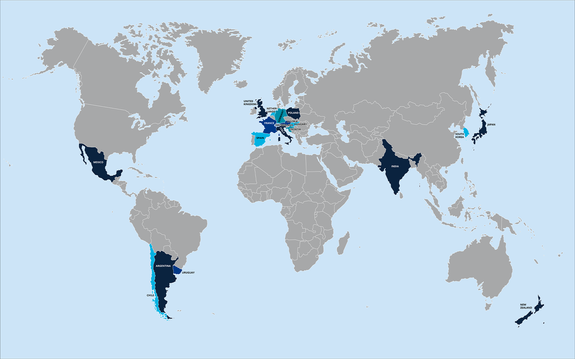 world map with highlighted countries for international business see statement above