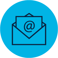 icon of a envelope with an at symbol on it