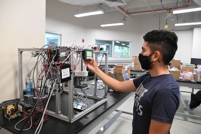 Engineering student working on project
