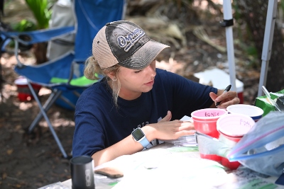 Student working outside