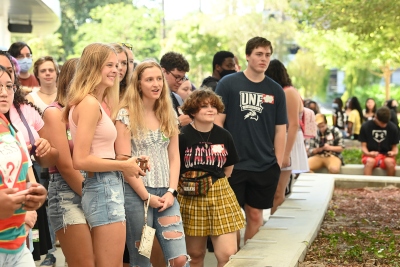 Students smiling at Week of Welcome