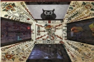 Surrealist image of cartoon owl