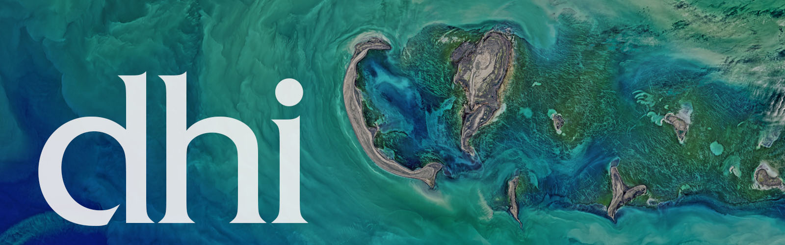 Ocean waves with the letters d h i superimposed