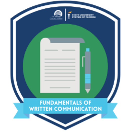 Fundamentals of Written Communication text on the Effective Communication Badge