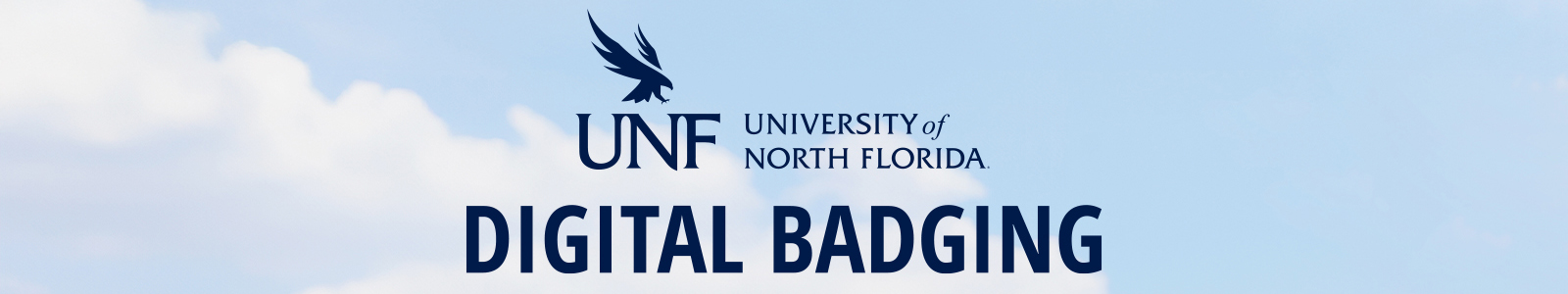 University of North Florida Digital Badging logo on cloud background