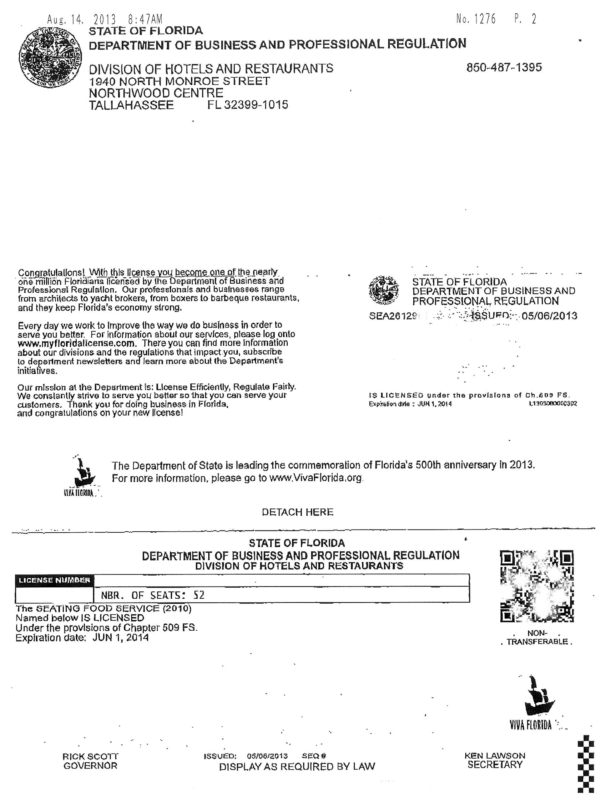 Photo copy image of DBPR license