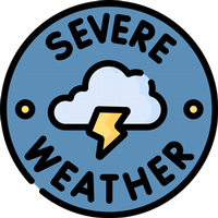 severe weather logo with cloud and lightning bolt