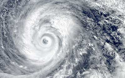 hurricane clouds over the ocean viewed from a satellite image