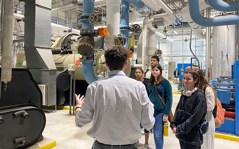 Tour group in industrial facility