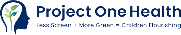 Project One Health less screen more green children flouring logo