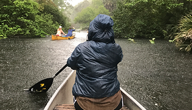 Student in a canoe