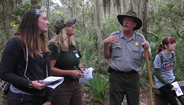 Park ranger with students