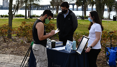 Students signing into an event