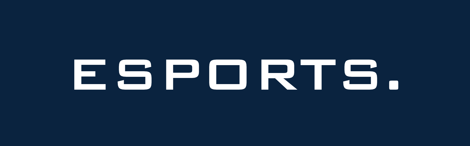 Dark blue background with Bank Gothic font that says Esports
