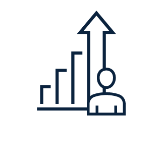 Outline of person with increasingly higher bars in the background.