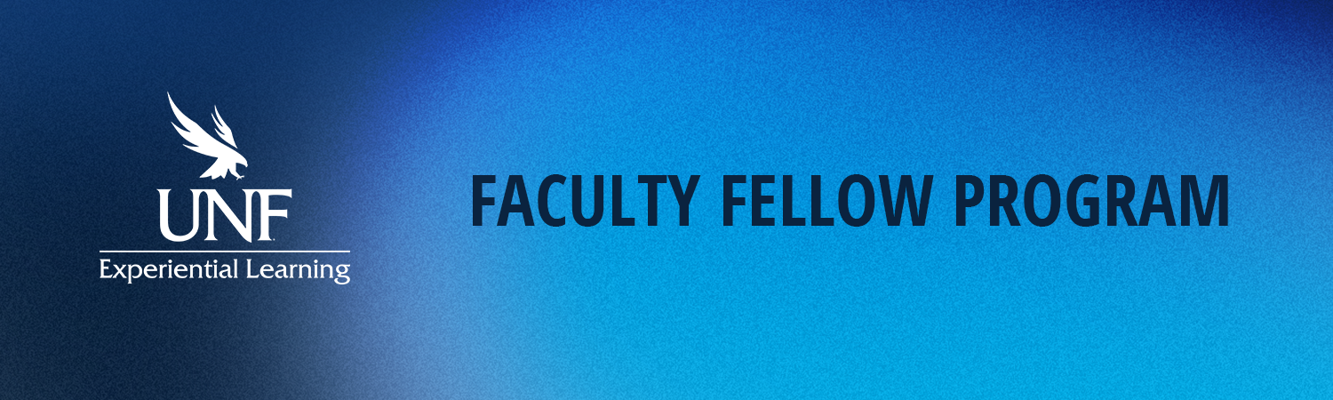 Faculty Fellow Program with a white UNF logo on blue gradient.