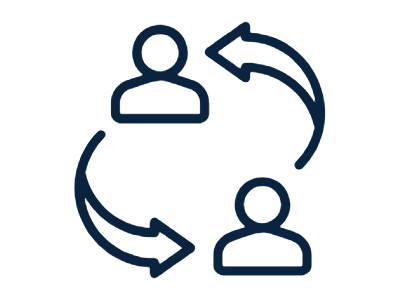 Icon two people with arrows circling