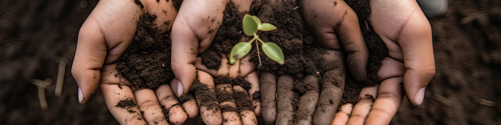 hands in dirt with plant