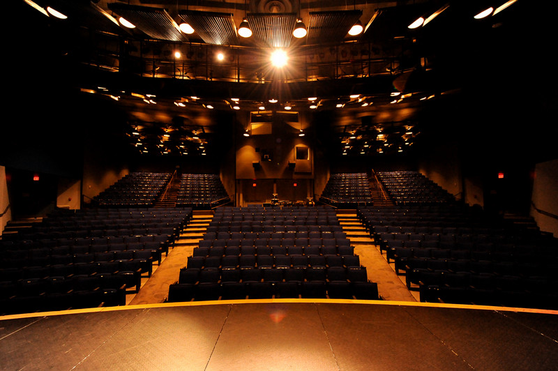 House from stage with side balconies opened