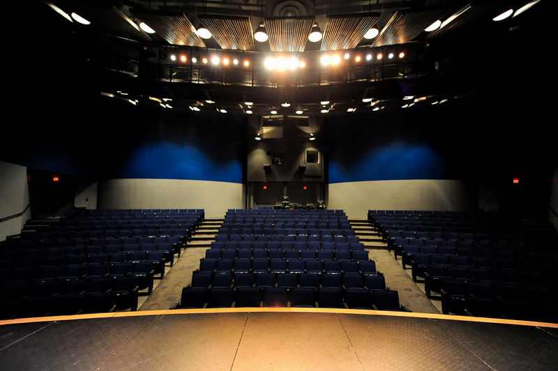 House from stage with side balconies closed