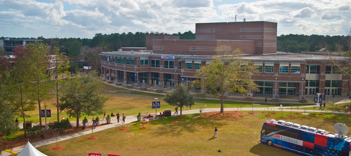 view of fine arts center from above