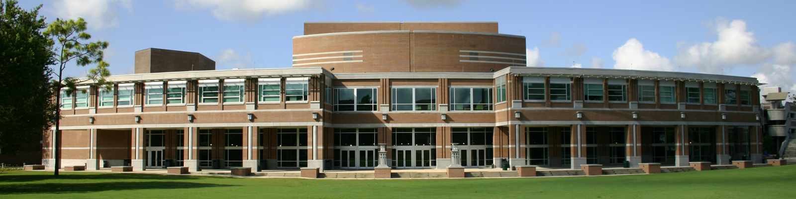 fine arts building exterior and green lawn
