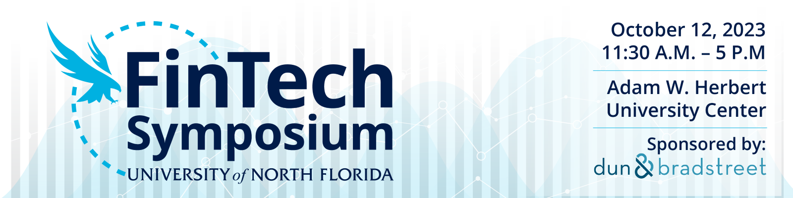 FinTech Symposium banner with date, location and sponsor