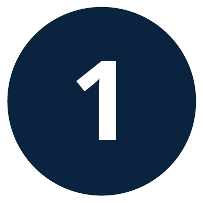 UNF blue circle with a number 1 in white