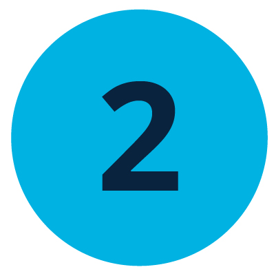 Cyan circle with a UNF blue number two