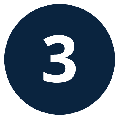 UNF blue circle with a white number three